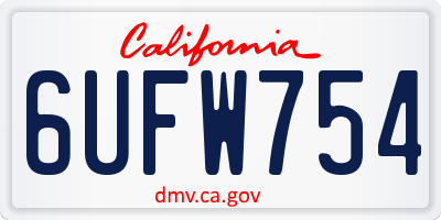 CA license plate 6UFW754