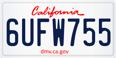 CA license plate 6UFW755