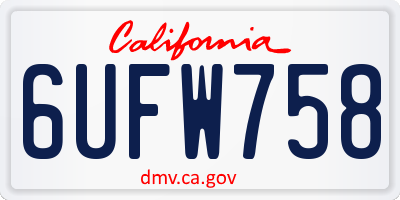 CA license plate 6UFW758