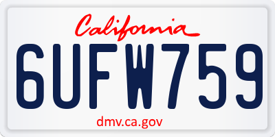 CA license plate 6UFW759