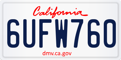 CA license plate 6UFW760