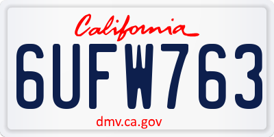 CA license plate 6UFW763