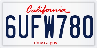 CA license plate 6UFW780