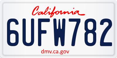CA license plate 6UFW782