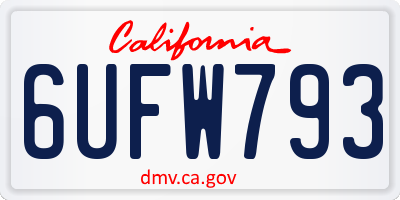 CA license plate 6UFW793