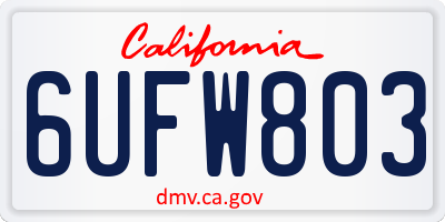 CA license plate 6UFW803
