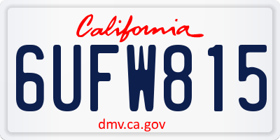 CA license plate 6UFW815