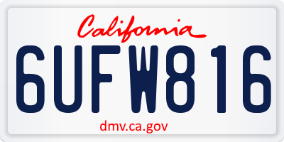 CA license plate 6UFW816
