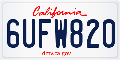 CA license plate 6UFW820