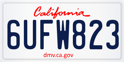 CA license plate 6UFW823