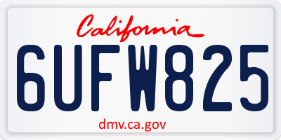 CA license plate 6UFW825