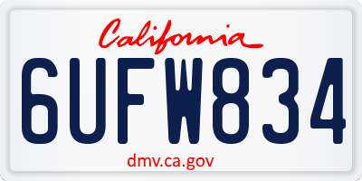 CA license plate 6UFW834