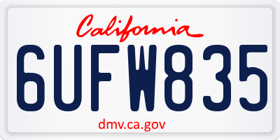 CA license plate 6UFW835