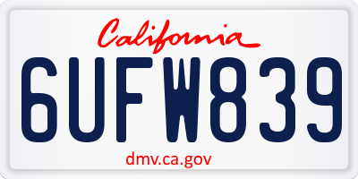 CA license plate 6UFW839