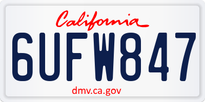 CA license plate 6UFW847