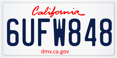 CA license plate 6UFW848