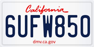 CA license plate 6UFW850