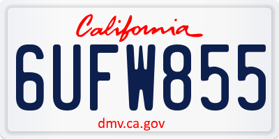 CA license plate 6UFW855