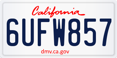CA license plate 6UFW857