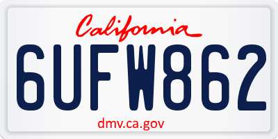 CA license plate 6UFW862