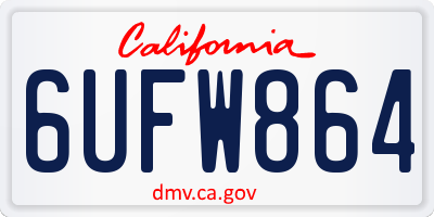 CA license plate 6UFW864