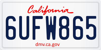 CA license plate 6UFW865