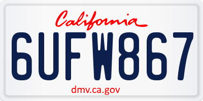 CA license plate 6UFW867