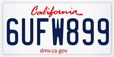 CA license plate 6UFW899