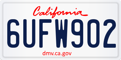 CA license plate 6UFW902