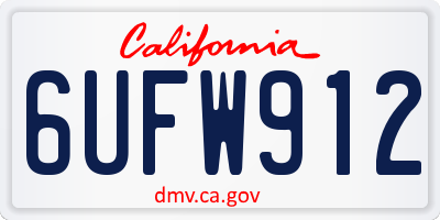 CA license plate 6UFW912