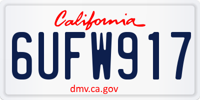 CA license plate 6UFW917