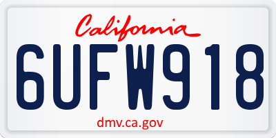 CA license plate 6UFW918