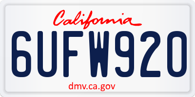 CA license plate 6UFW920