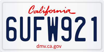 CA license plate 6UFW921