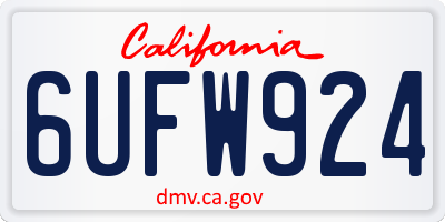 CA license plate 6UFW924