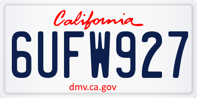 CA license plate 6UFW927