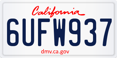 CA license plate 6UFW937