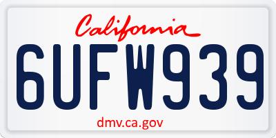 CA license plate 6UFW939