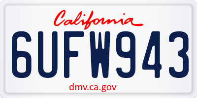 CA license plate 6UFW943