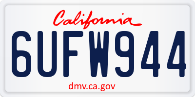 CA license plate 6UFW944