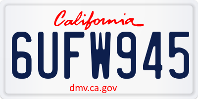 CA license plate 6UFW945