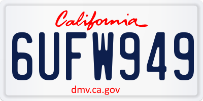 CA license plate 6UFW949