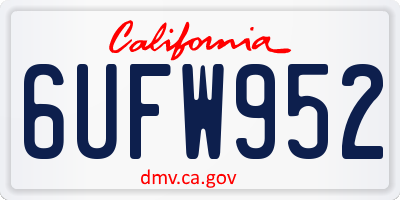CA license plate 6UFW952