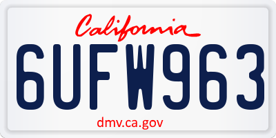 CA license plate 6UFW963