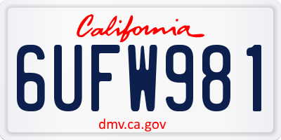 CA license plate 6UFW981