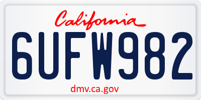 CA license plate 6UFW982