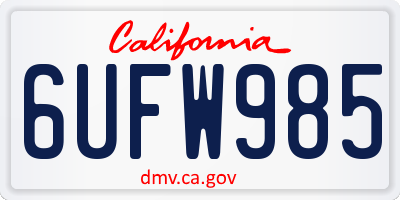 CA license plate 6UFW985