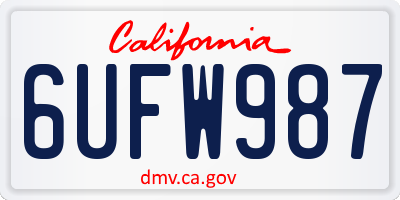 CA license plate 6UFW987