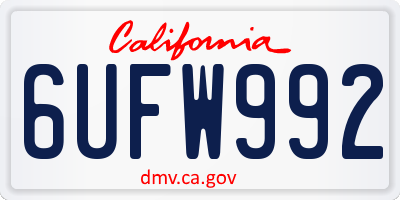 CA license plate 6UFW992