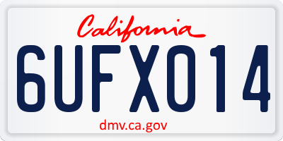 CA license plate 6UFX014